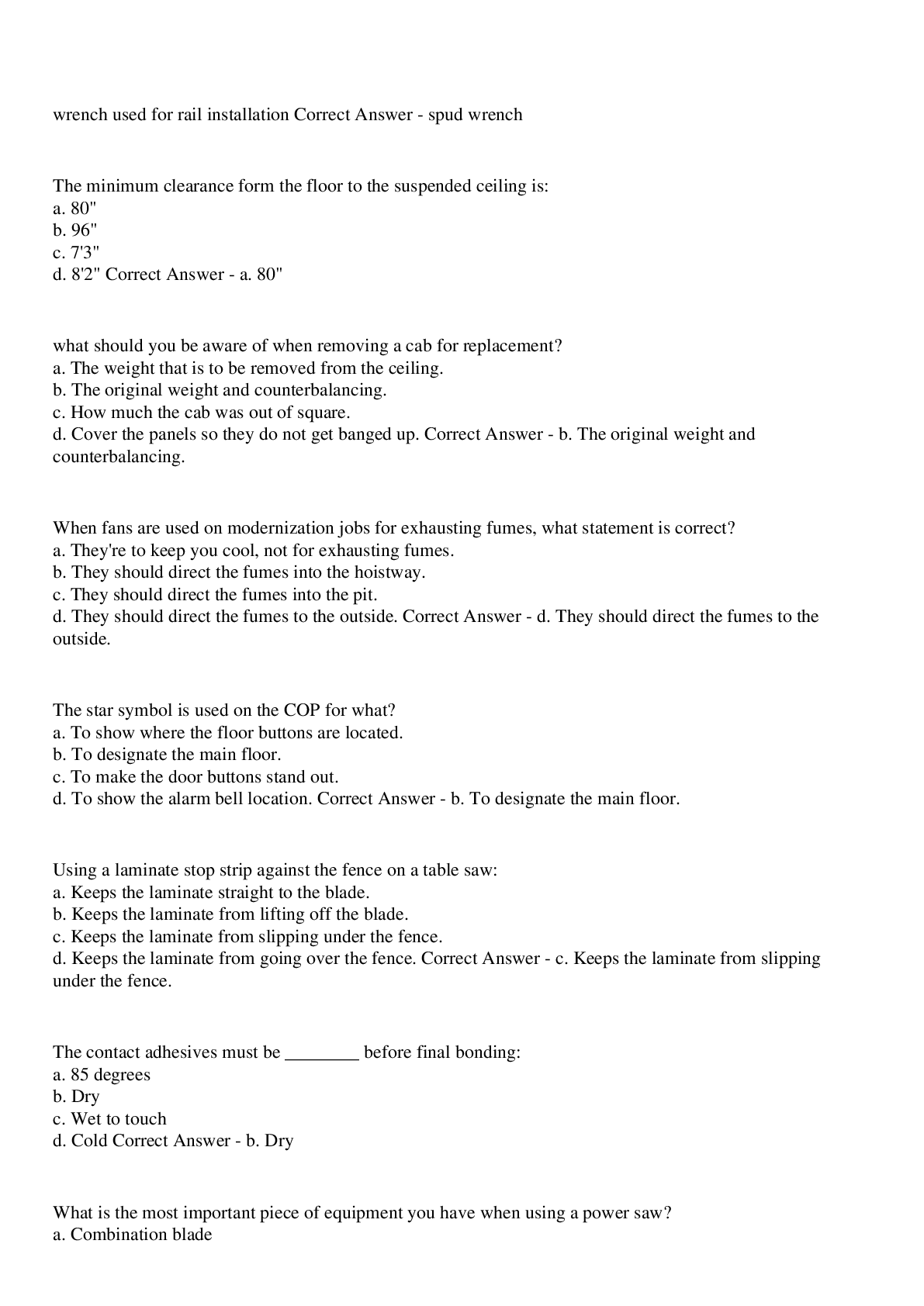 Elevator Mechanics Final Exam – 137 Questions And Answers - Browsegrades